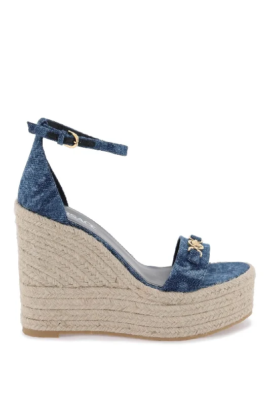 Trendy sandals for women with platform soles and stylish open-toe design for fashion-denim barocco wedge sandals