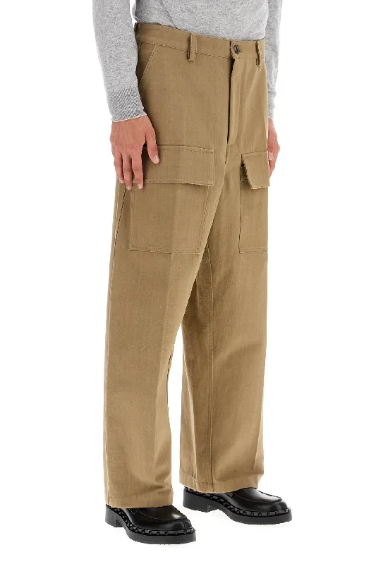 Adjustable waist pants for custom fit ease -cargo canvas pants in italian style