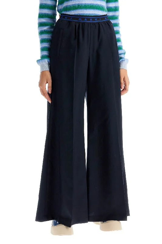 Designer leather pants for high-fashion nightwear -tropical wool palazzo pants for