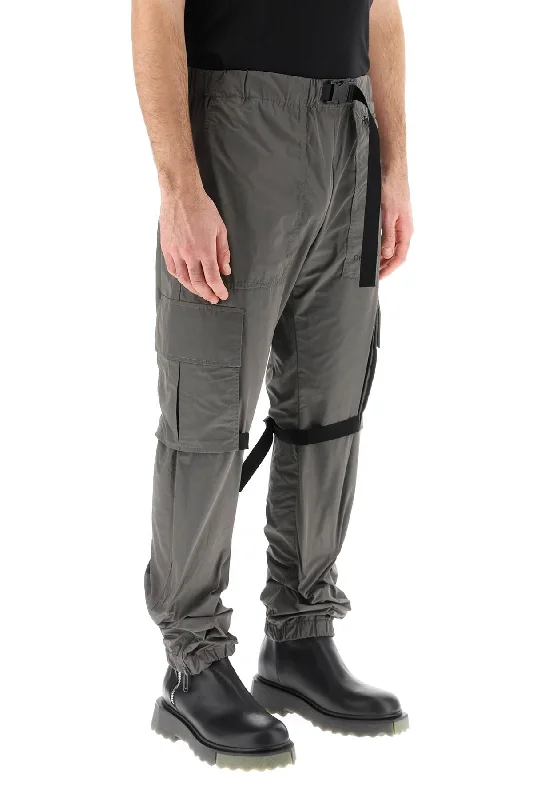 Retro bell-bottom pants for 70s-inspired fashion -diag techno cargo pants