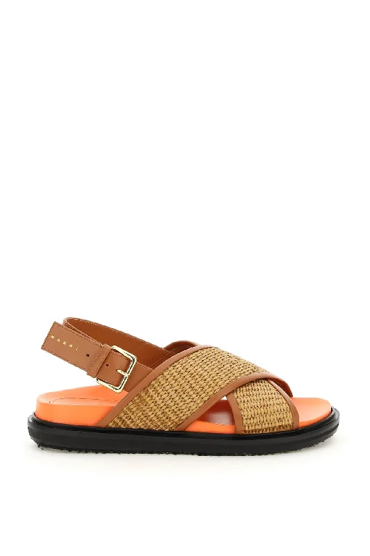 Casual sandals for women with arch support and lightweight construction-leather and raffia fussbett sandals