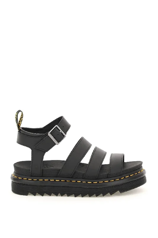 Trendy sandals for women with wedge heels and strappy design for casual chic-Dr.martens hydro leather blaire sandals