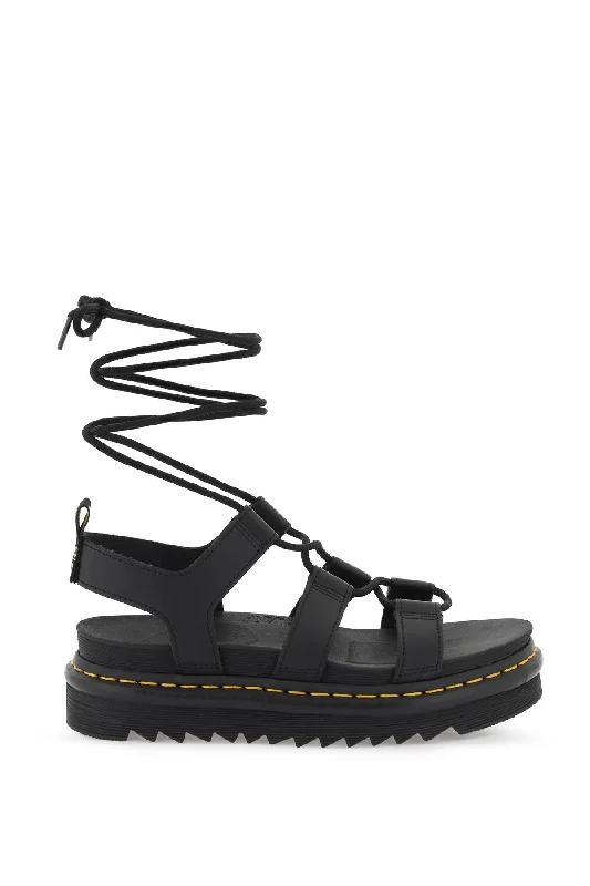 Stylish sandals for men with leather straps and durable rubber soles-Dr.martens nartilla hydro leather gladiator sandals