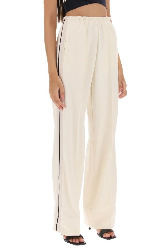 Designer leather pants for high-fashion nightwear -classic loose track pants