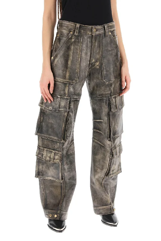 Eco-friendly hemp pants for sustainable clothing choices -irin cargo pants in vintage-effect nappa leather