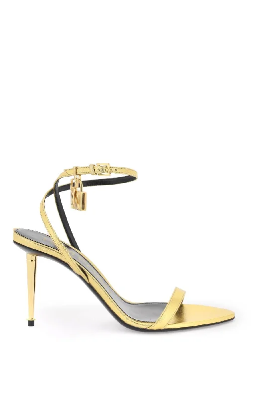 Stylish sandals for women with metallic leather straps and cushioned footbed-Tom ford padlock sandals