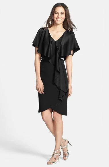 Plus size dresses with supportive linings feel great -Alexander by Daymor - 609 Drape Short Sleeve Cocktail Dress