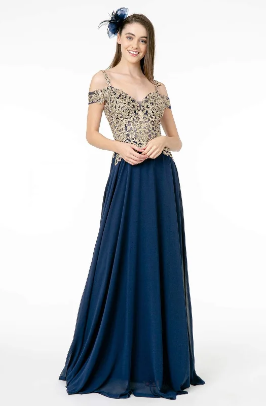 Plus size dresses with wrap fronts fit well -Elizabeth K - GL2998 Embroidered Sweetheart Chiffon A-Line Gown