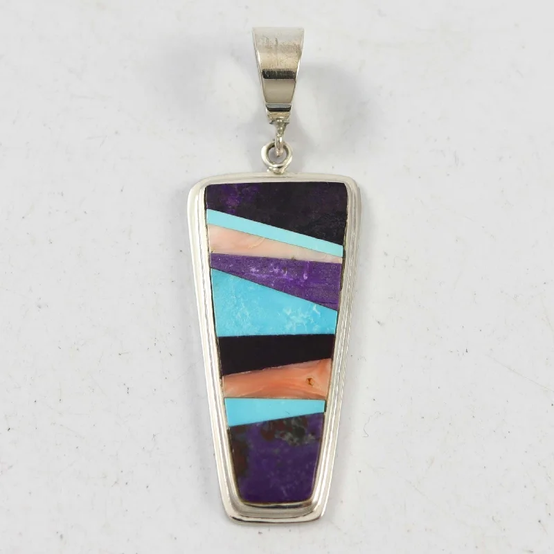 Best necklaces and pendants with opal and gold for a vibrant, luxurious contrast-Multi-Stone Inlay Pendant