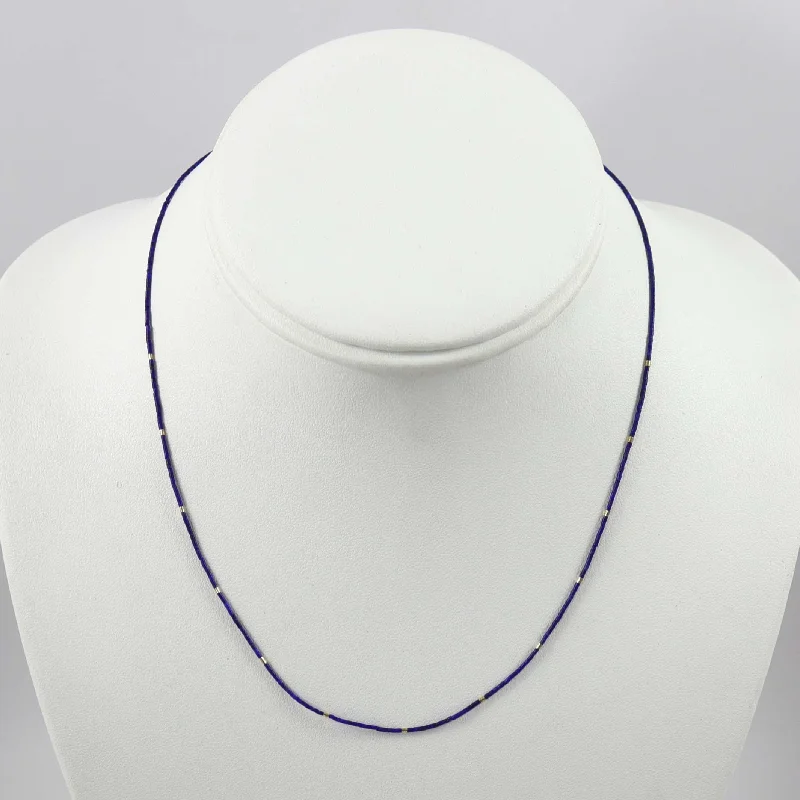 Necklaces and pendants with diamond pendants for a luxurious sparkling effect-Lapis and Gold Heishi Necklace