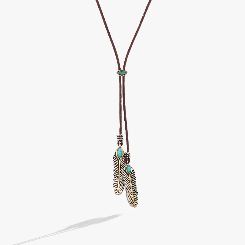 Necklaces and pendants with matching rings for a coordinated set of jewelry-Untamed Turquoise Lariat Necklace