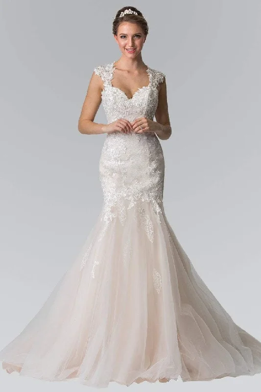 Plus size dresses featuring chevron prints are sharp -Elizabeth K Bridal - GL2367 Beaded Lace Sweetheart Organza Mermaid Wedding Gown