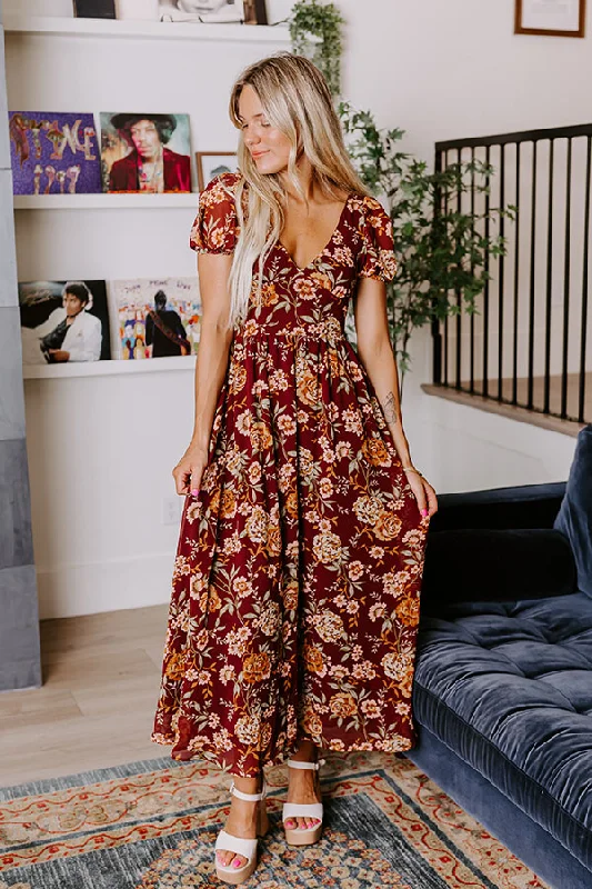 Plus size dresses for every mood adapt well -Wine For Two Floral Maxi Dress