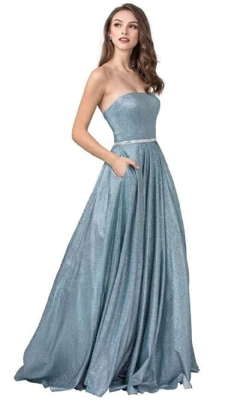 Plus size dresses for outdoor parties stay fun -Aspeed Design - L2434 Straight Neck Strapless A-Line Gown