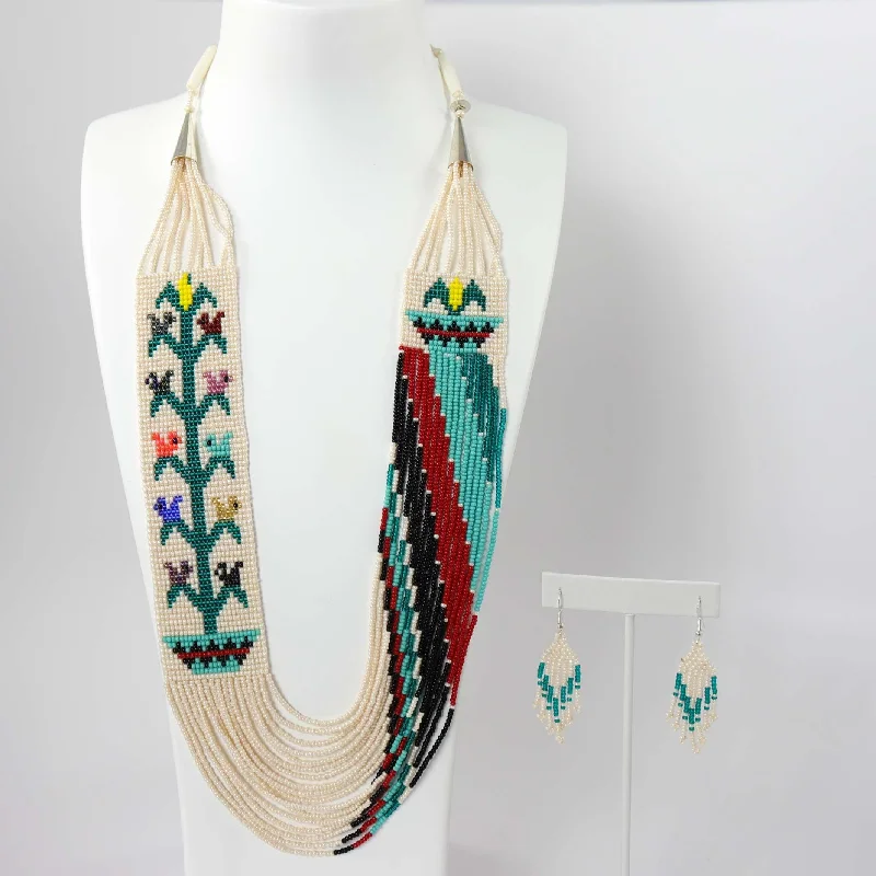 Best necklaces and pendants with matching earrings for a coordinated, elegant look-Beaded Necklace and Earring Set