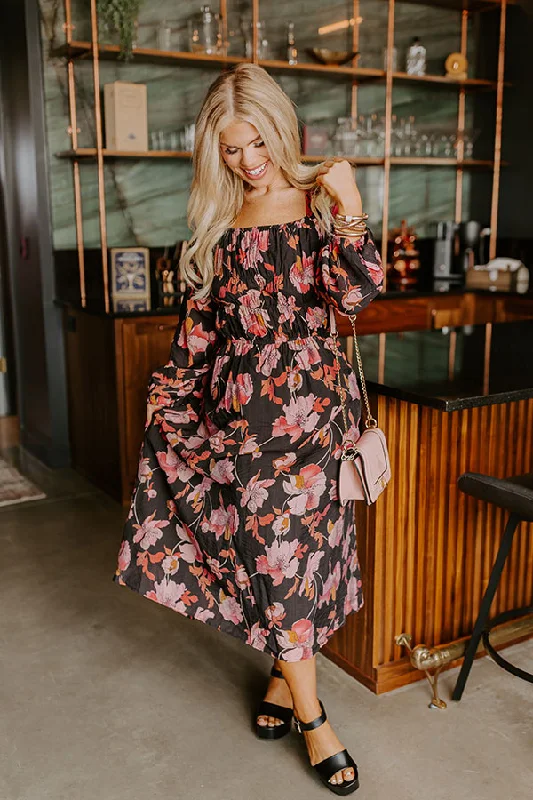 Plus size dresses with high necklines look refined -Napa Valley Stroll Floral Midi Curves