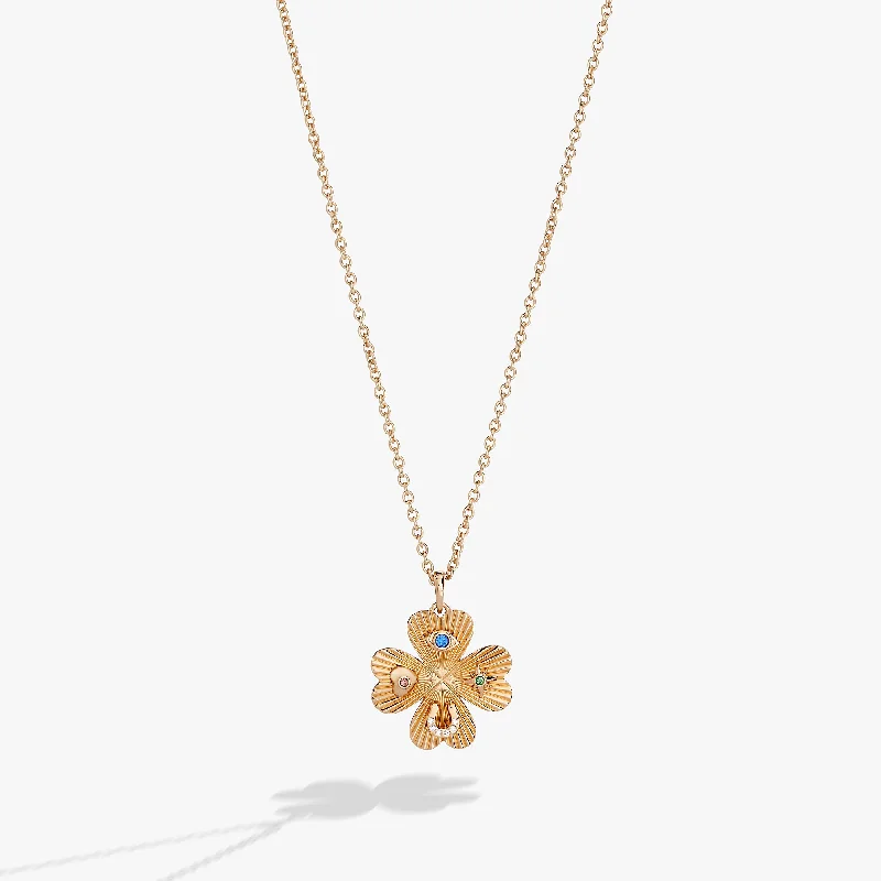 Necklaces and pendants with ocean-inspired designs for a refreshing, beachy feel-Lucky Four Leaf Clover Adjustable Necklace