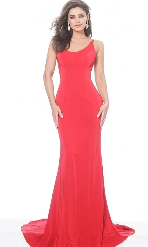 Plus size dresses with sleek necks stay elegant -Jovani - 66087 Scoop Neck Long Mermaid Evening Dress