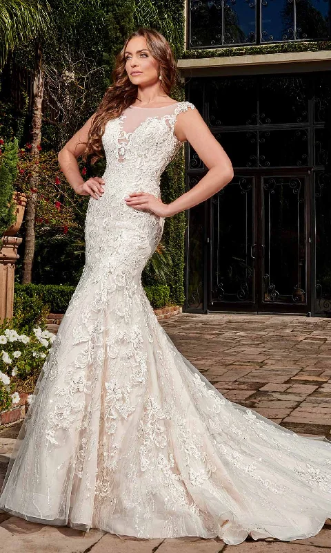 Plus size dresses with comfy fits ease days -Rachel Allan - M772 Illusion Yoke Embellished Lace Mermaid Bridal Gown