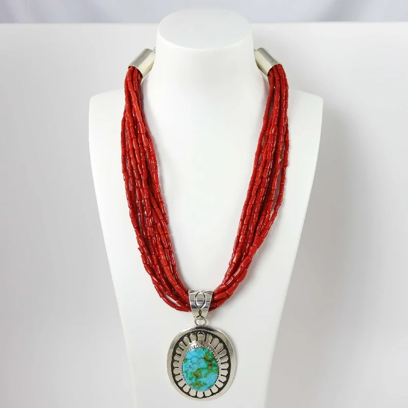 Best necklaces and pendants with black diamonds for an edgy, bold statement-Coral and Turquoise Necklace