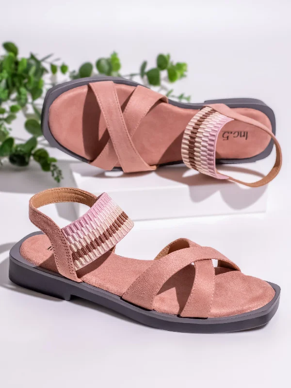 Elegant sandals for women with gold accents and high heels for luxury events-Womens Peach Casual Open toe Flat Sandals