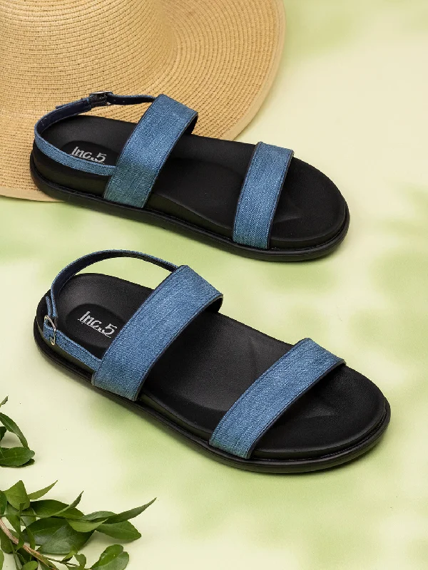 Stylish sandals for men with sporty design and adjustable straps for custom fit-Womens Blue Solid Open Toe Casual Flat Sandals