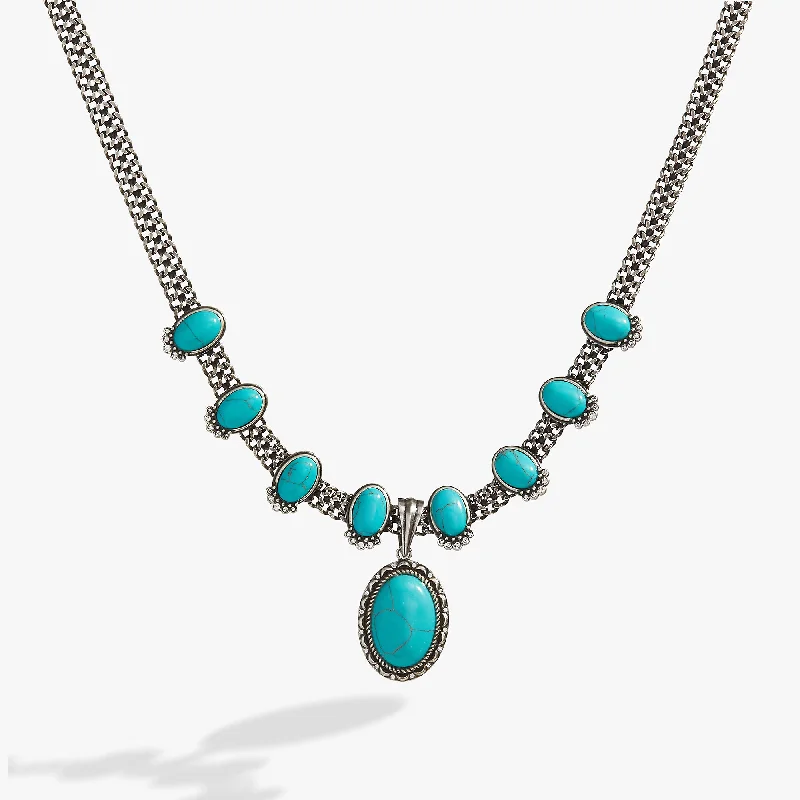 Necklaces and pendants with infinity love symbols for an eternal, romantic gesture-Vintage Turquoise Statement Necklace