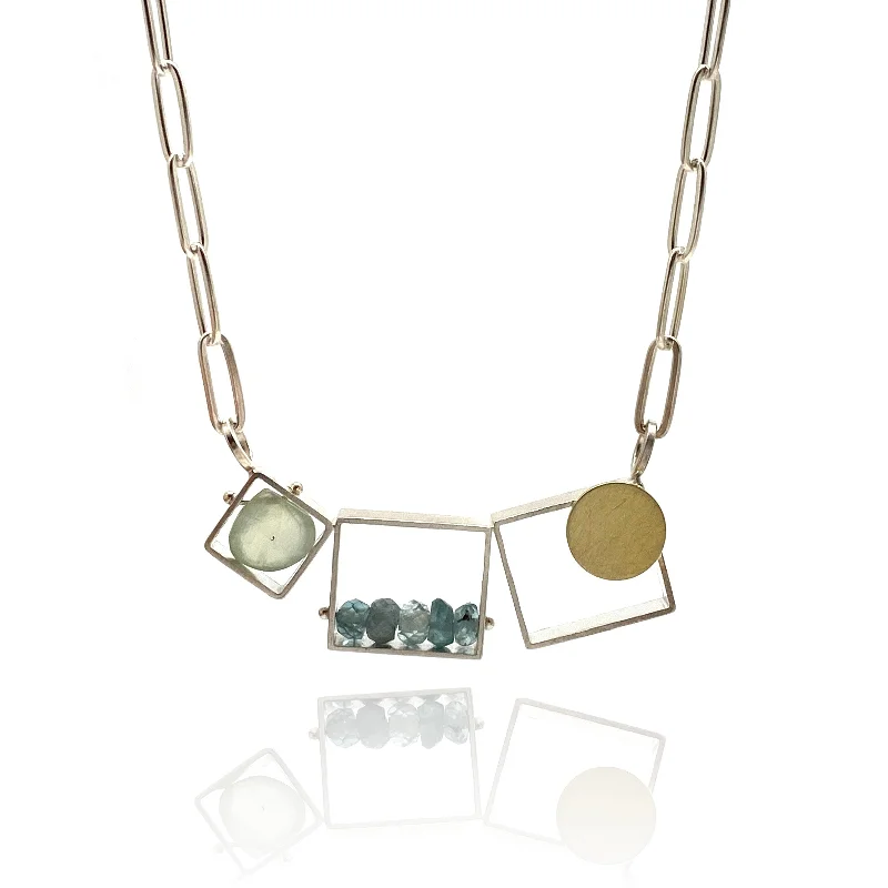 Best necklaces and pendants with gemstone clusters for a bold and colorful effect-Triple Zircon and Prehnite Necklace