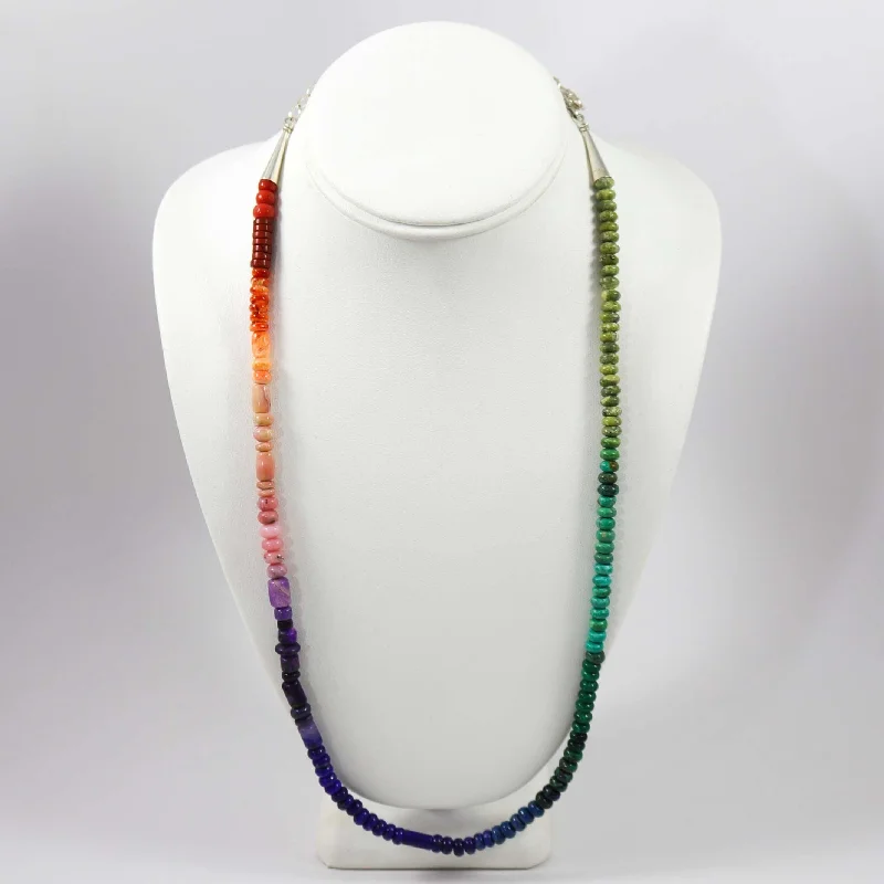 Best necklaces and pendants with gemstone clusters for a bold and colorful effect-Rainbow Bead Necklace