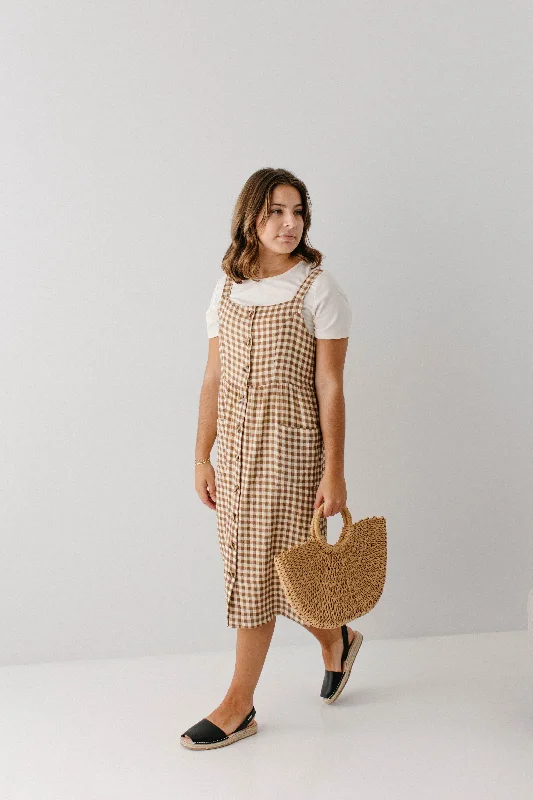 Plus size dresses with classic designs never fade -'Cora' Cotton Gingham Pinafore Dress FINAL SALE