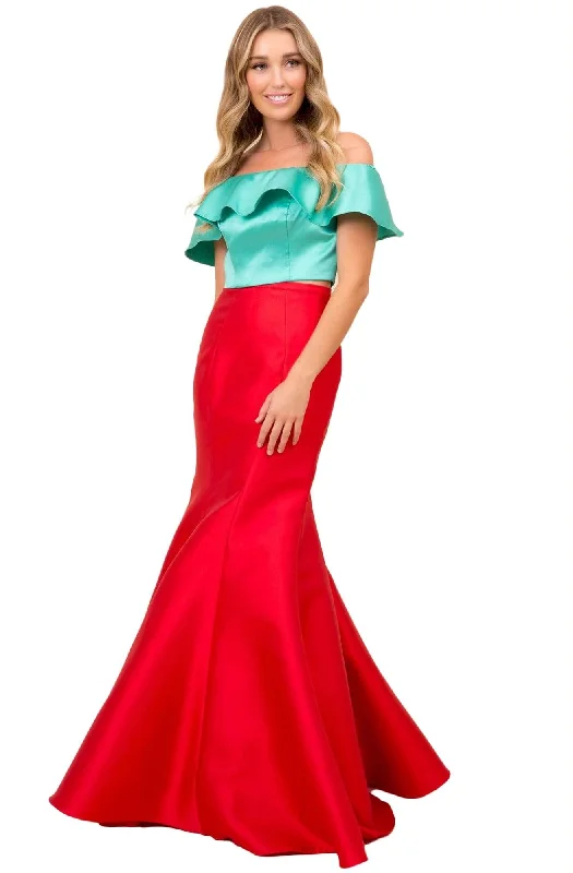 Plus size dresses with classic vibes never age -Nox Anabel - Q129 Two Piece Off-Shoulder Mermaid Dress