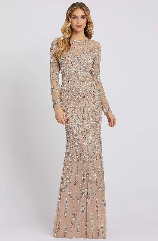 Plus size dresses with unique patterns catch eyes -Mac Duggal Evening - 5124D Jewel Long Sleeves Evening Dress