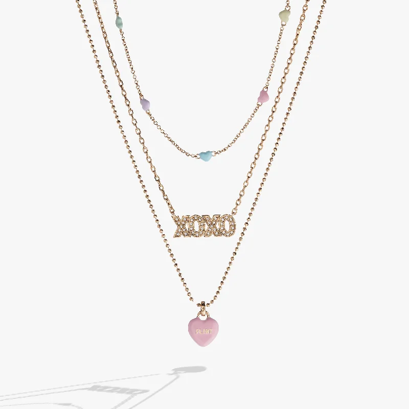 Simple necklaces and pendants with bar pendants for a sleek modern design-Sweethearts® Triple-Strand Charm Necklace