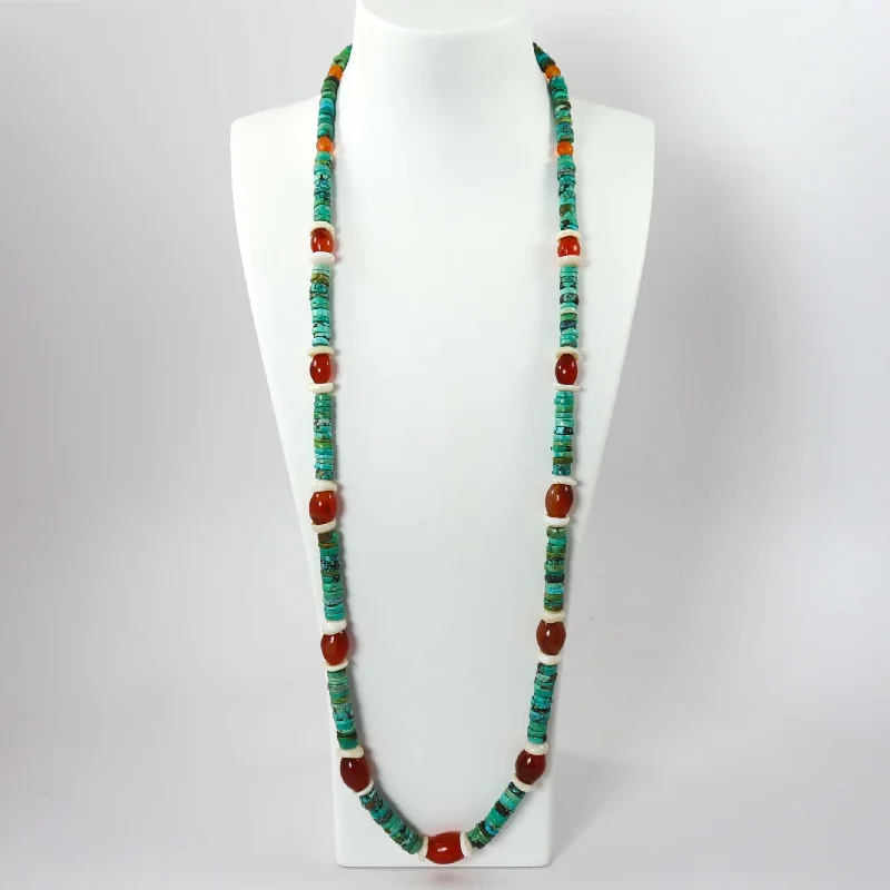 Beautiful necklaces and pendants with tree branch motifs for a nature-inspired design-1980s Turquoise and Carnelian Necklace