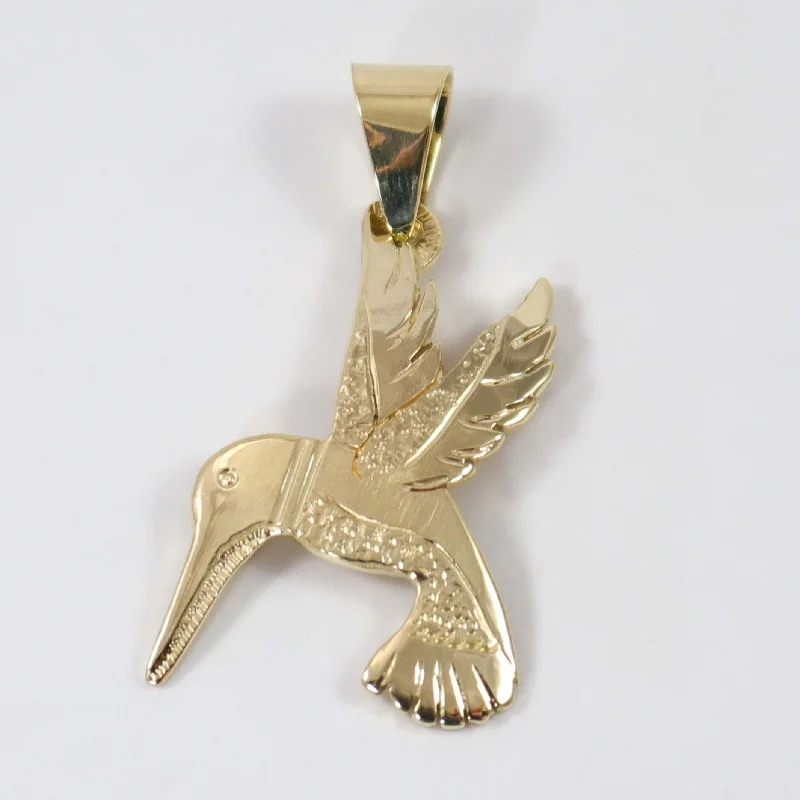 Necklaces and pendants with engraved messages for a deeply personal, sentimental gift-Gold Hummingbird Pendant