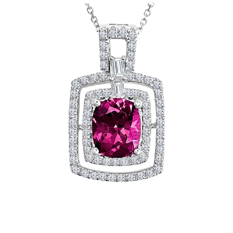 Beautiful necklaces and pendants with moon and star charms for a dreamy effect-18K GARNET DIAMOND PENDANT ON CHAIN