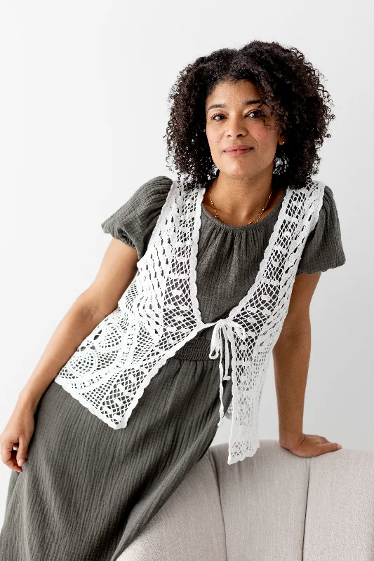 Plus size dresses with supportive fits lift spirits -'Kendra' Crochet Knit Vest