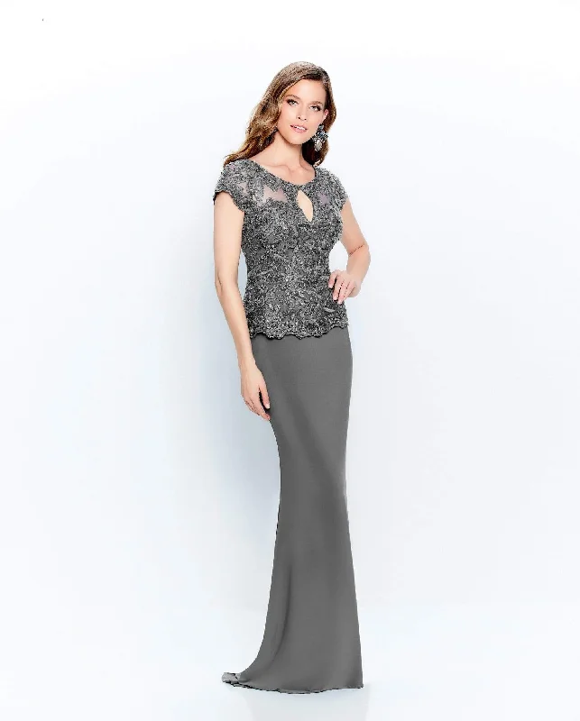 Plus size dresses with sleek silhouettes look sharp -Montage by Mon Cheri - 120910 Embroidered Jersey Sheath Dress