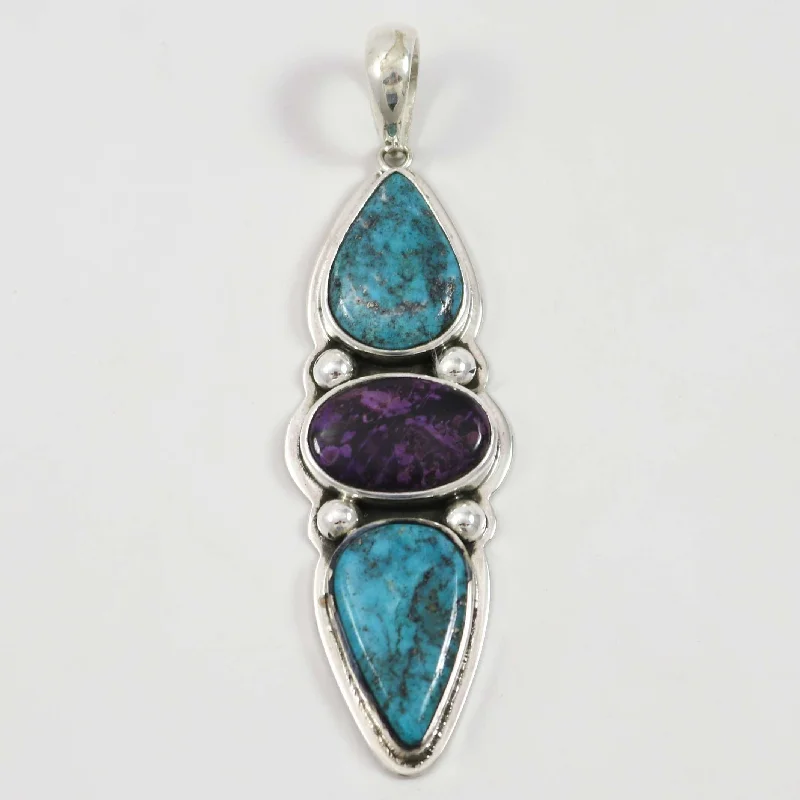 Necklaces and pendants with lock and key designs for a symbolic gesture-Turquoise and Sugilite Pendant