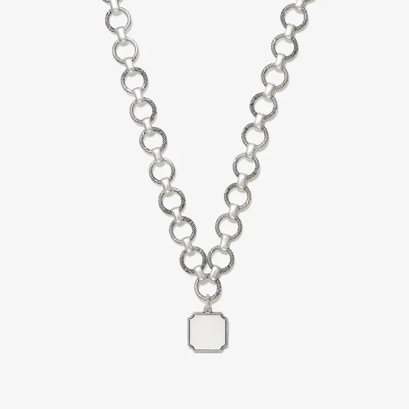 Best necklaces and pendants with glowing moonstone for an ethereal glow-Square Charm Chunky Chain Necklace, 20''