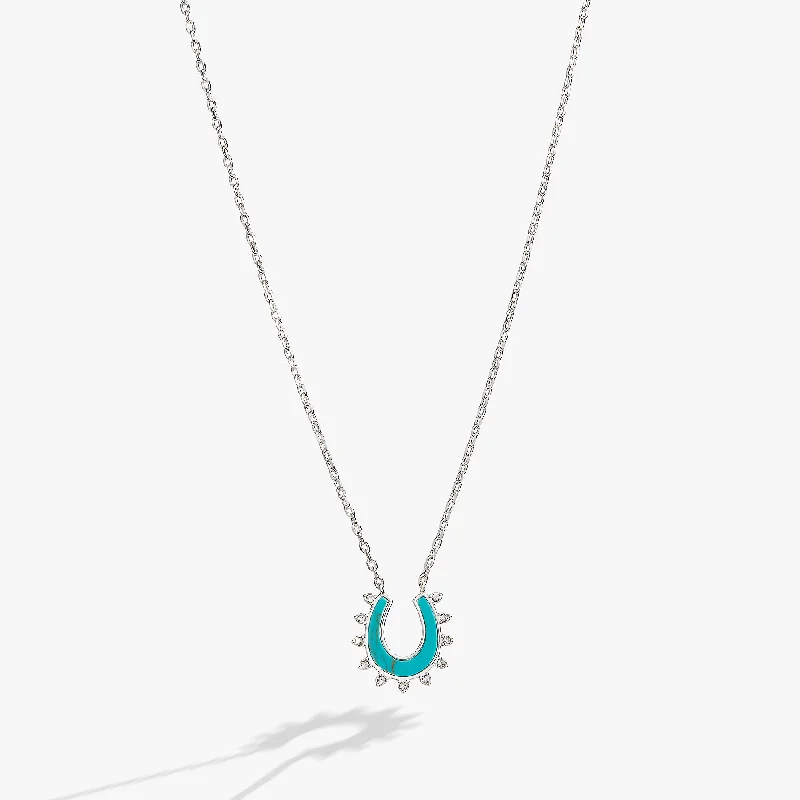 Best necklaces and pendants with intricate beadwork for a bohemian-inspired look-Turquoise Horseshoe Necklace