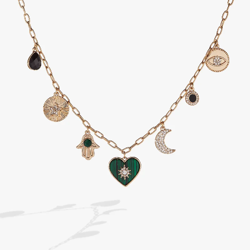 Necklaces and pendants with infinity love symbols for an eternal, romantic gesture-Positive Vibes Multi-Charm Necklace