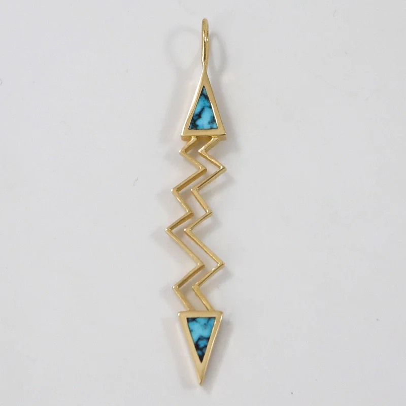 Stunning necklaces and pendants with turquoise and gold for a vibrant, earthy look-Gold Lightning Pendant