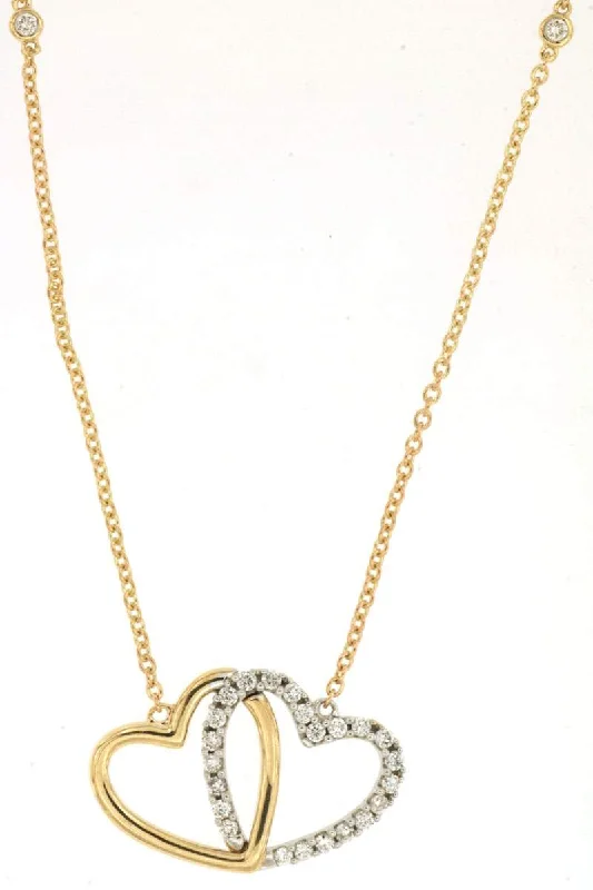 Stylish necklaces and pendants with diamonds for a glamorous and elegant look-14K DOUBLE HEART NECKLACE