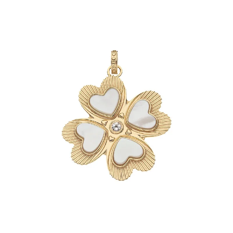 Unique necklaces and pendants with engraved messages for a sentimental gift-Jane Win LUCKY in Love Clover Pendant with Mother of Pearl