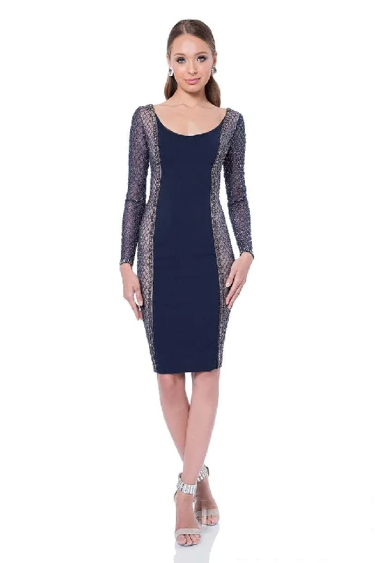 Plus size dresses with sleek designs suit all -Terani Couture - Eye-catching Cocktail Dress with Illusion Sleeves 1611C0023