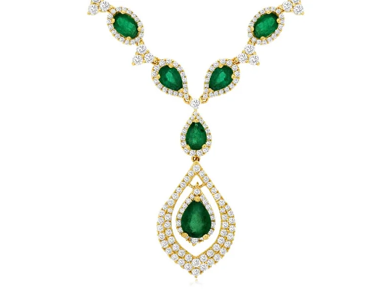 Best necklaces and pendants with intertwined designs for a symbol of unity-14K EMERALD DIAMOND NECKLACE