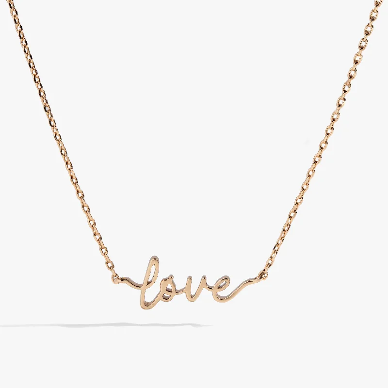 Beautiful necklaces and pendants with diamond-encrusted designs for maximum sparkle-Love Script Chain Necklace