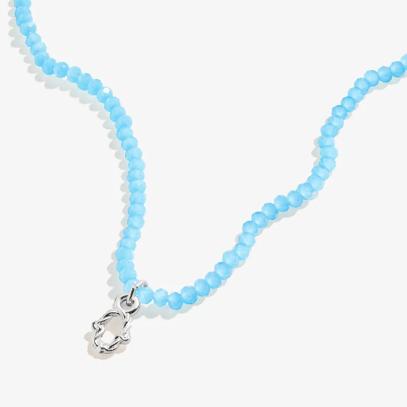 Beautiful necklaces and pendants with moon and star charms for a dreamy effect-Protection Hamsa + Blue Bead Necklace, Adjustable