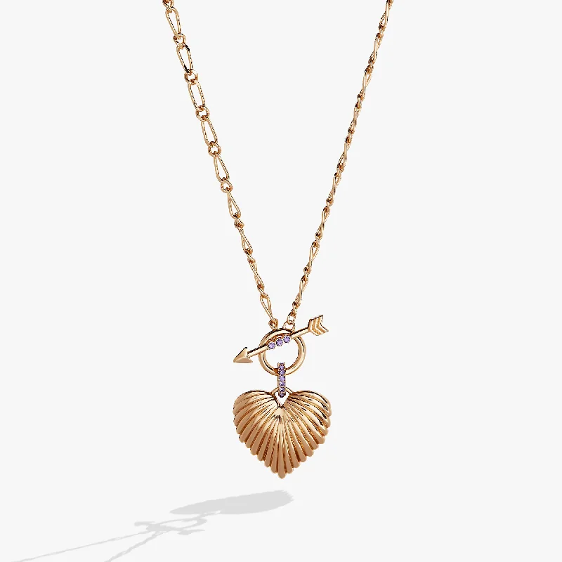 Necklaces and pendants with engraved messages for a deeply personal, sentimental gift-Puffy Heart Toggle Necklace